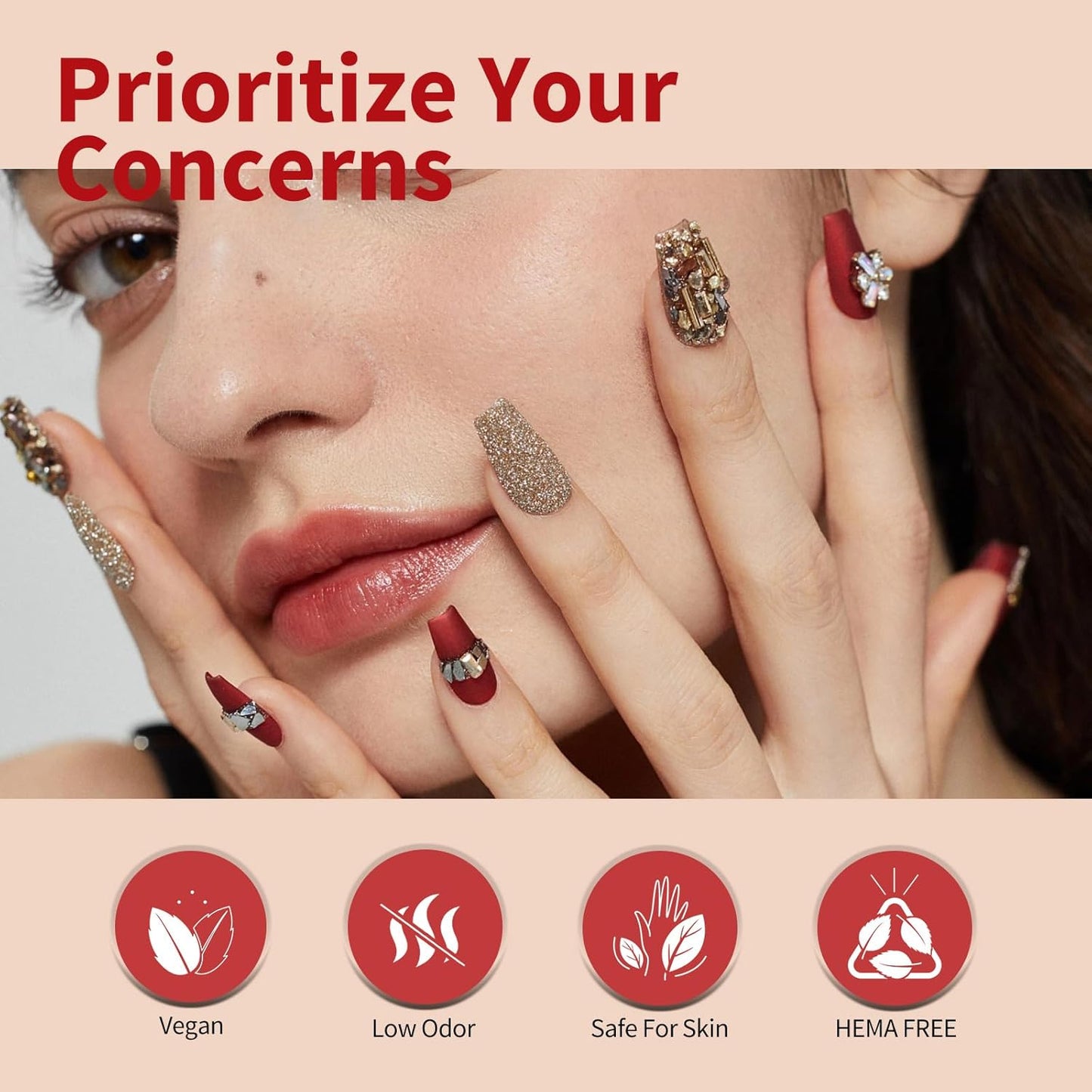 CANNI 6Pcs 9ml Gel Nail Polish Set- White Glitter Gold Emerald Green Burgundy Red Gel Polish Kit Christmas Colors DIY at Home Salon New Year's Gifts for Girls