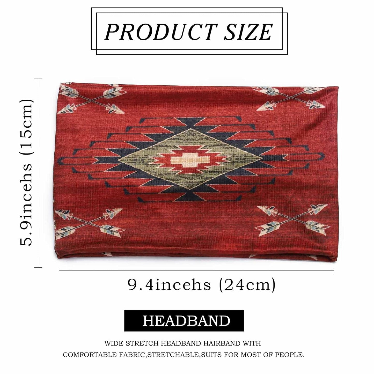 Olbye Wide Boho Headbands Turban Elastic Hairbands Nonslip Floral Bandana Workout Yoga Hair Scarfs Running Sweatband African Bohemian Head Wraps Fashion Hair Accessories for Women (C-Vintage)