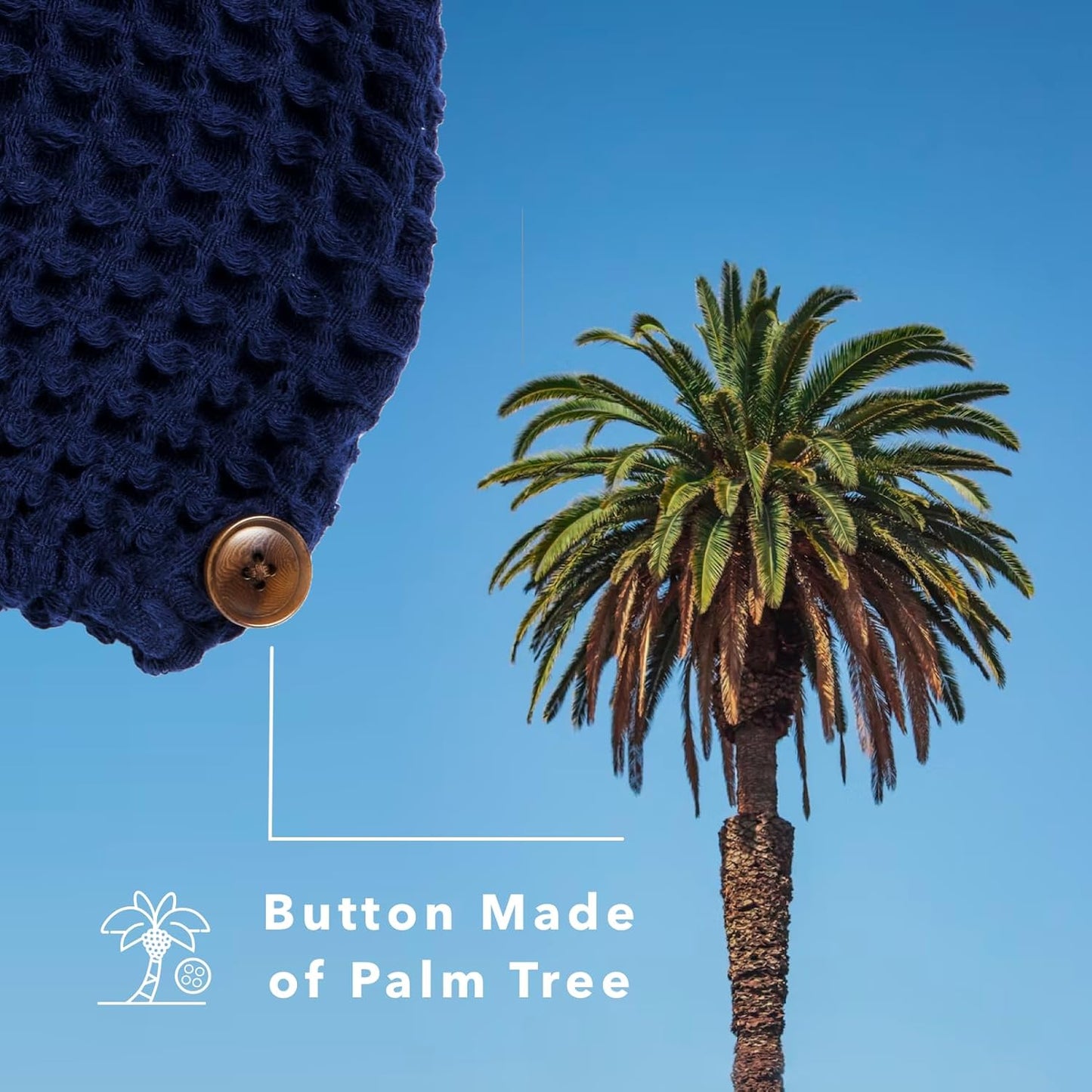 Hair Towel | 100% Cotton Silk Hair-Drying Waffle Wrap Turban for Women, Ultra-Absorbent, Anti Frizz, Hair Damage Protection for Straight and Curly Hair (Ocean Blue, 2 Pack)