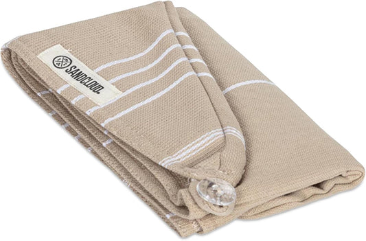 Sand Cloud Hair Towel Wrap for Women & Men, (Sand, Classic) - 100% Turkish Cotton Quick Hair Drying Towel Wrap - Absorbent Half Terry Weave Hair Plop Head Towel Wrap with Binding Edge