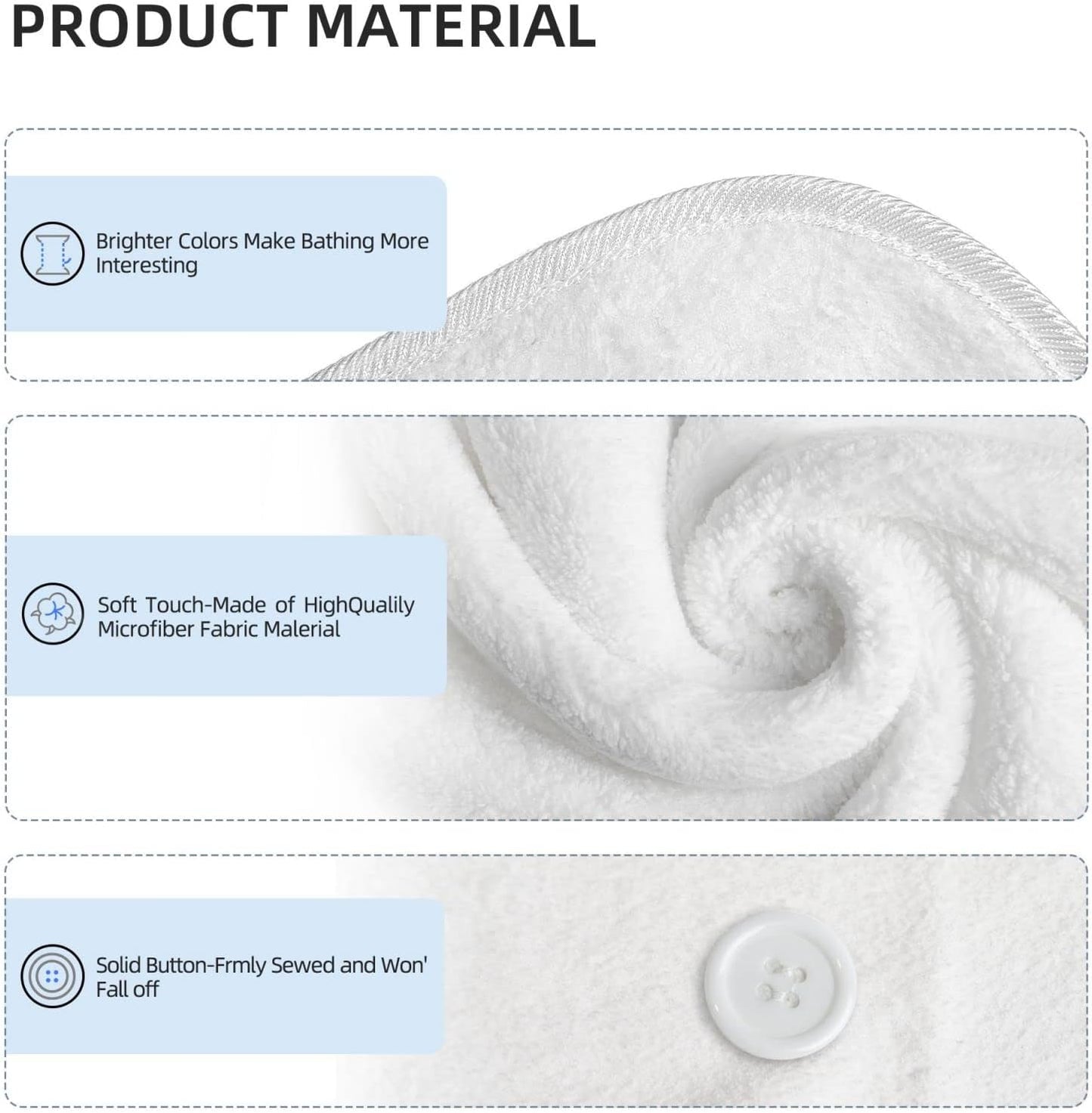 Leopard Hair Towel Wrap Microfiber Fast Drying Hair Turban with Buttons for Women Men Drying Curly, Long & Thick Hair