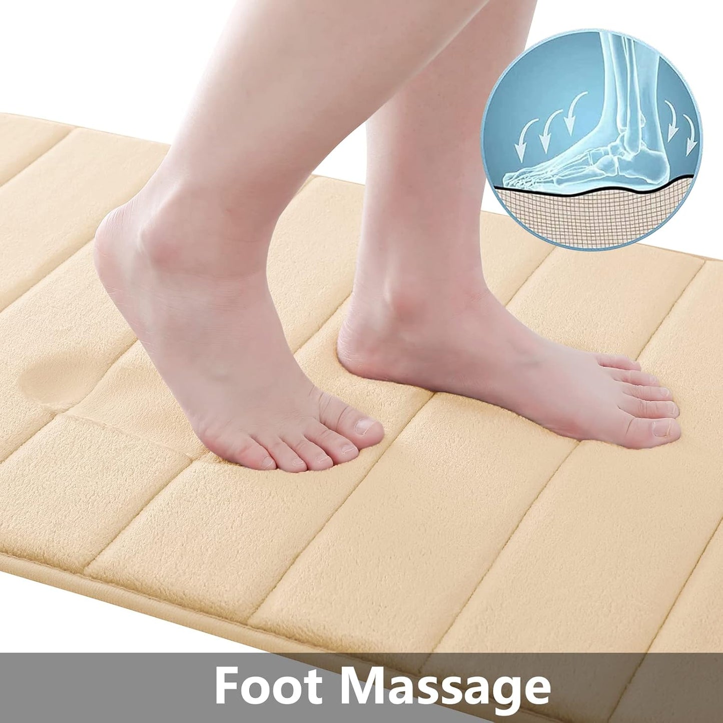 Buganda Memory Foam Bath Mat, 24" x 16", Ultra Soft and Non-Slip Bathroom Rugs, Water Absorbent and Machine Washable Bath Rug for Bathroom, Shower, and Tub, Gold