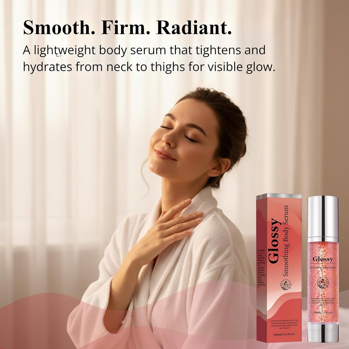 Glossy Anti-Wrinkle & Firming Body Serum - 100ml | Hyaluronic Acid, Vitamin E, Glycerin, Shea Butter, Peptides, Anti-Aging, Hydrating, Skin Plumping