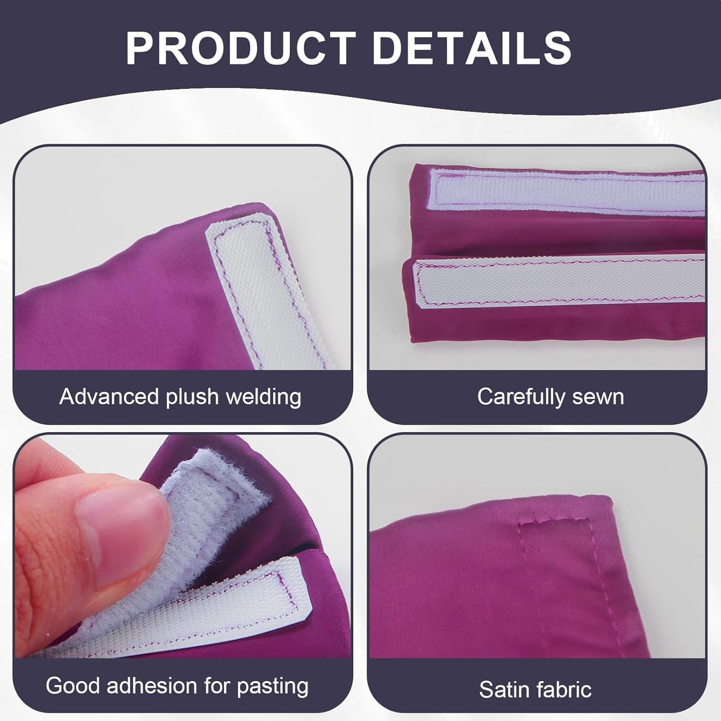 6 Pack Satin Strap Covers Breathable Strap Cushions Work for Most Headgear Straps Can Reduce The Tracks On The Face Made of Soft Fabric Face Pads (Purple)