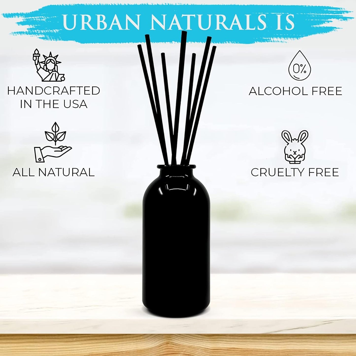 Urban Naturals Ocean Mist & Sea Salt Reed Diffuser Set | Made with Essential Oils & Real Botanicals | Decorative Air Freshener for Large Rooms | Beautiful Home Décor Makes a Great Gift