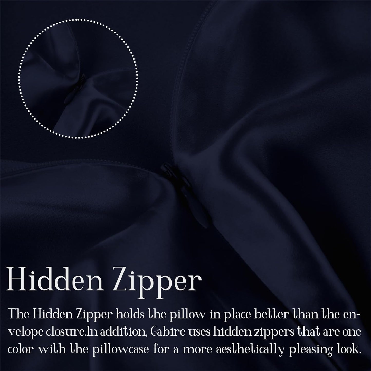 Mulberry Silk Pillow Case for Hair and Skin Prevent Acne Pillowcases Both Sides Real Silk Pillowcases Organic Silk Pillowcase with Hidden Zipper, Navy Blue, Queen (20"×30")