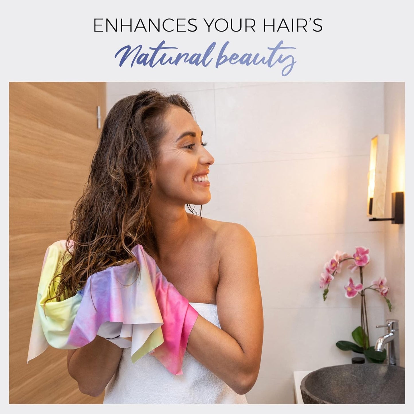 Microfiber Hair Towel Wrap for Women - Gift and Travel - Smooth like Silk - Curly, Wavy, Straight Hair Girls - Plopping Essential - Anti-Frizz, Fast Drying, Works Better than a Cotton T-Shirt