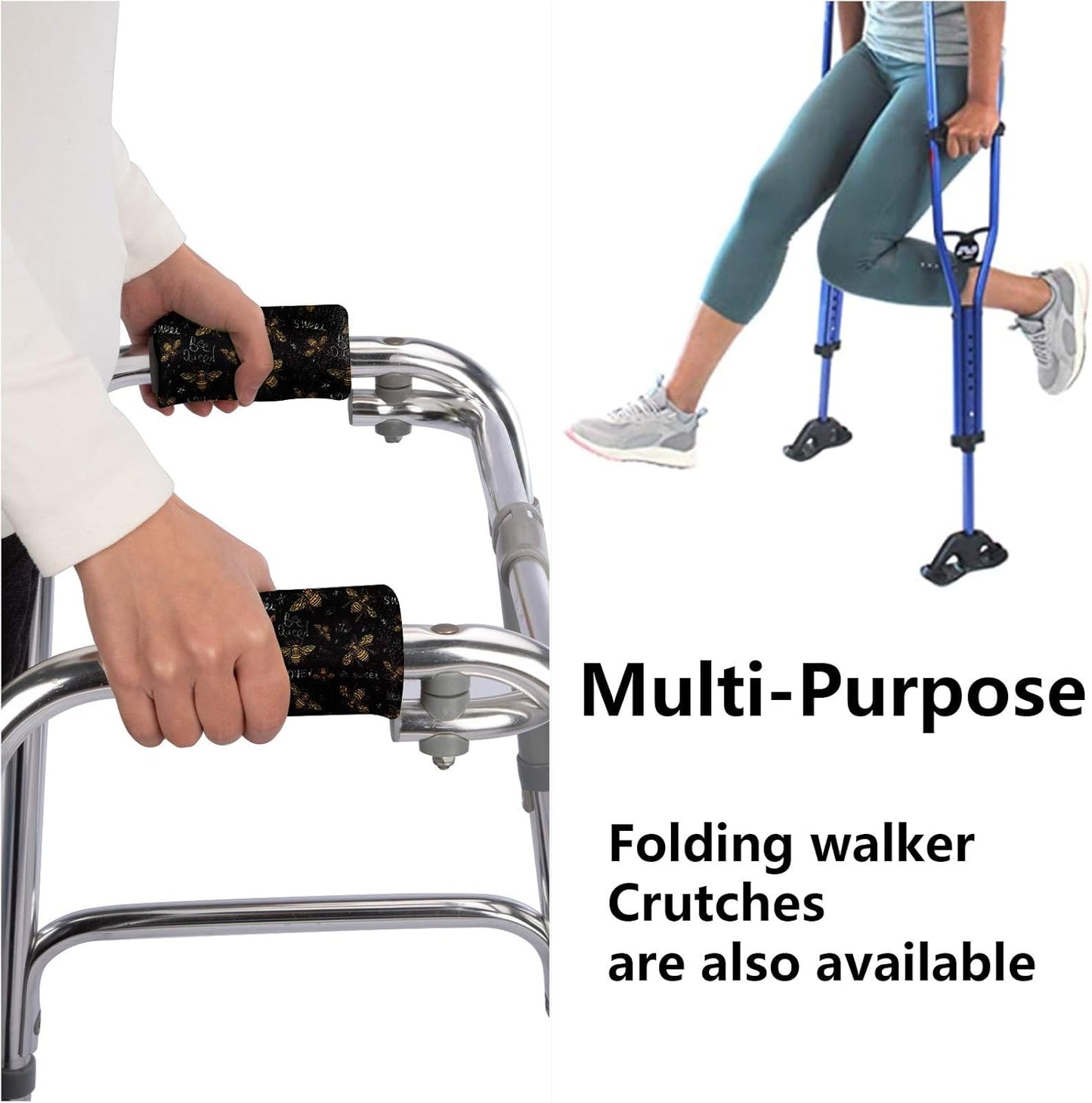 Universal Walker Hand Grip Padded Covers Non-Slip Cushion Foam for Folding Wheelchair Rollator Crutch Handle Pads 2-Pack