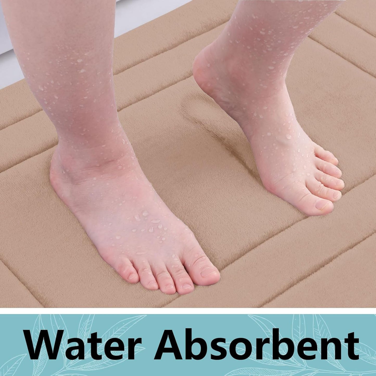 Arotive Memory Foam Bathroom Rug Mat 24x16, Ultra Soft and Absorbent Bath Mat, Machine Wash Dry, Comfortable Bath Rug Carpet for Bathroom Floor, Tub and Shower, Camel