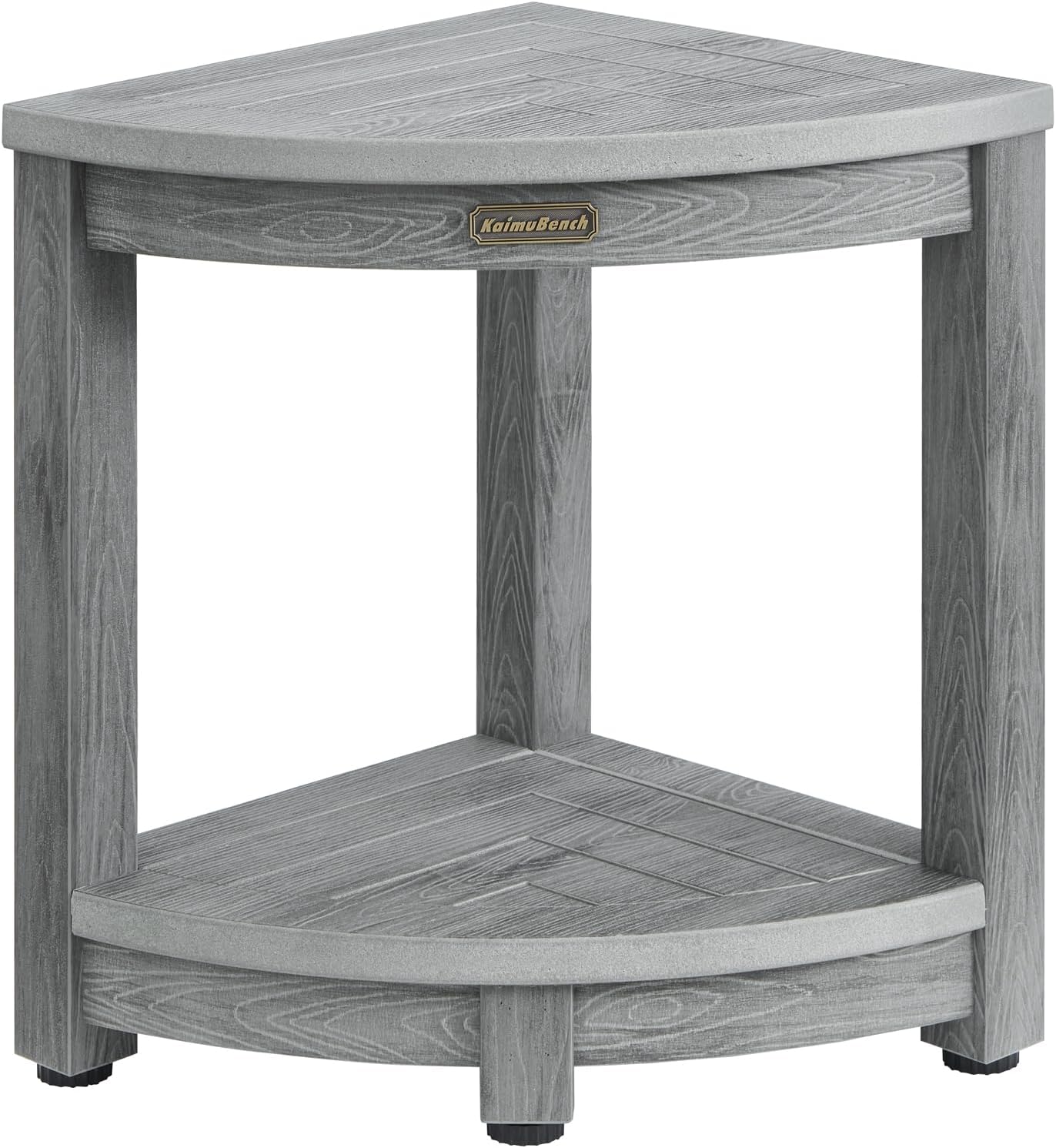 Waterproof Shower Bench for Inside Shower, Gray HDPS Corner Shower Stool for Shaving Legs, Poly Lumber Shower Foot Seat, Plastic Bathroom Shower Bench Seat with Storage Shelf, Non-Slip/No-Maintenance