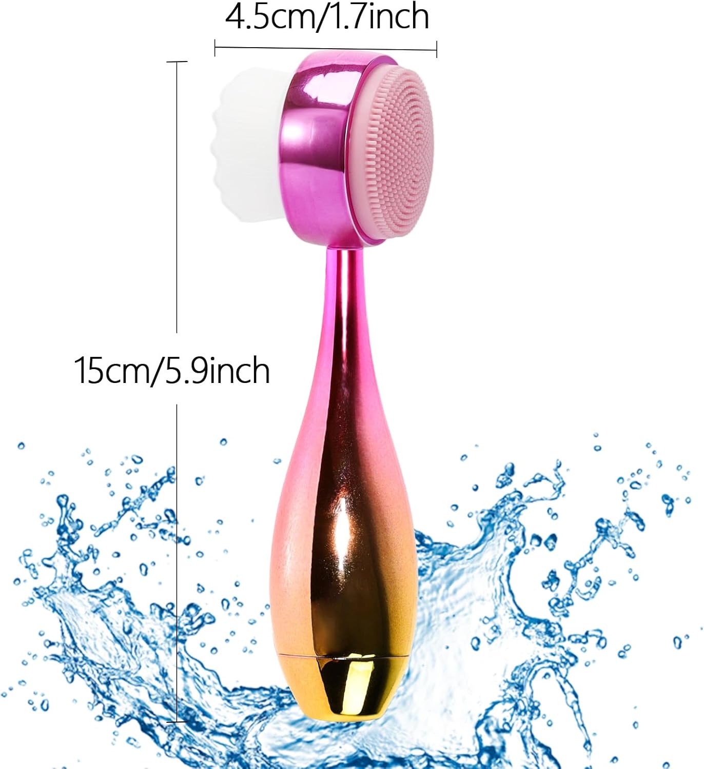 Face Brush 2 in 1, Facial Cleansing Brush Double Sides, Facial Exfoliation Scrub Brush Silicone Manual Face Scrubber Brush for Gentle Deep Pore Cleansing, Skincare (Gold, 1 Pack)