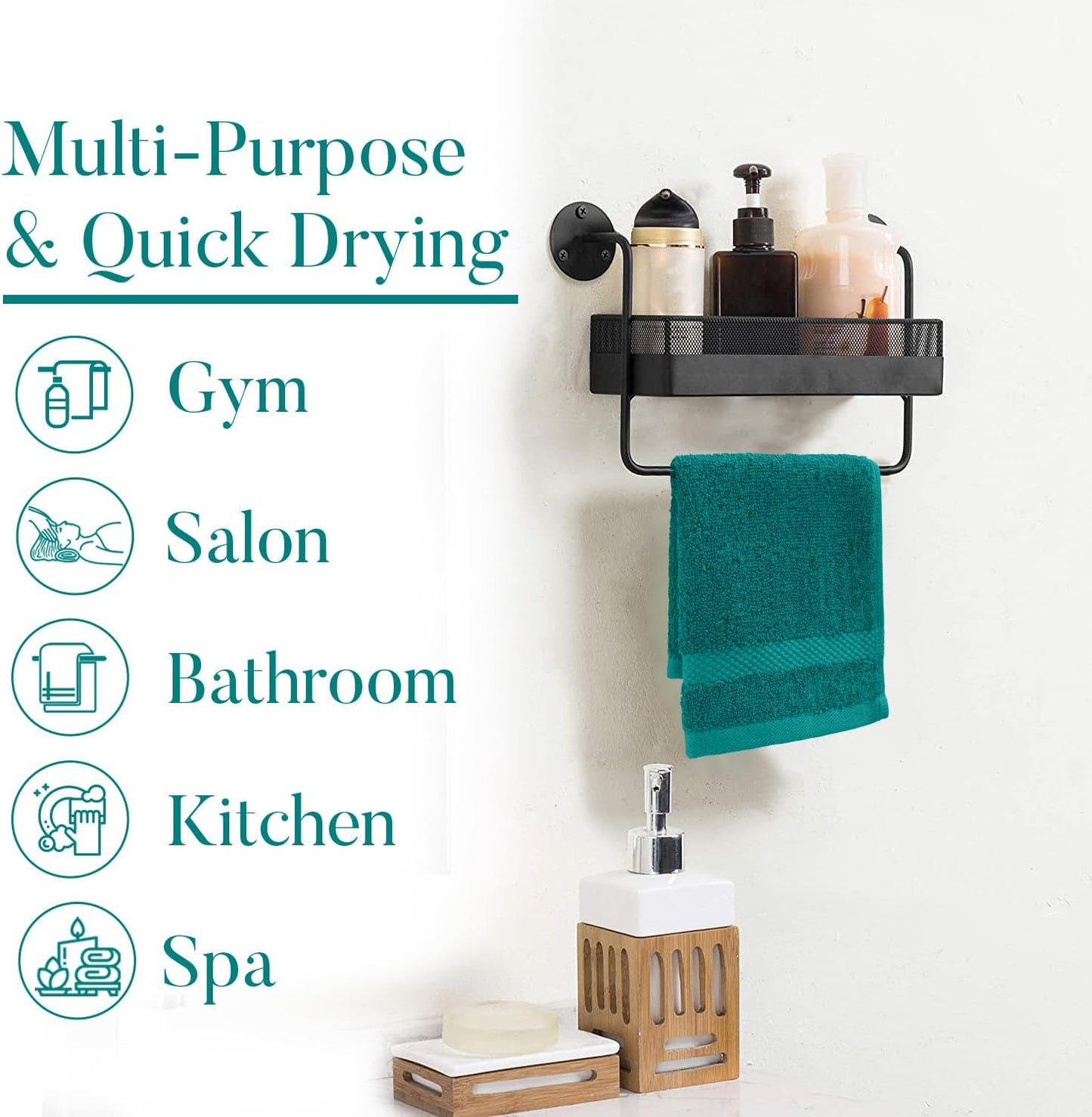 DAN RIVER 12-Pack Premium 100% Cotton Teal Face Towels – Reusable Face Towel Set, Soft & Absorbent Face Cloths for Bathroom & Body – Hand and Face Towels, 550 GSM (12x12 in)