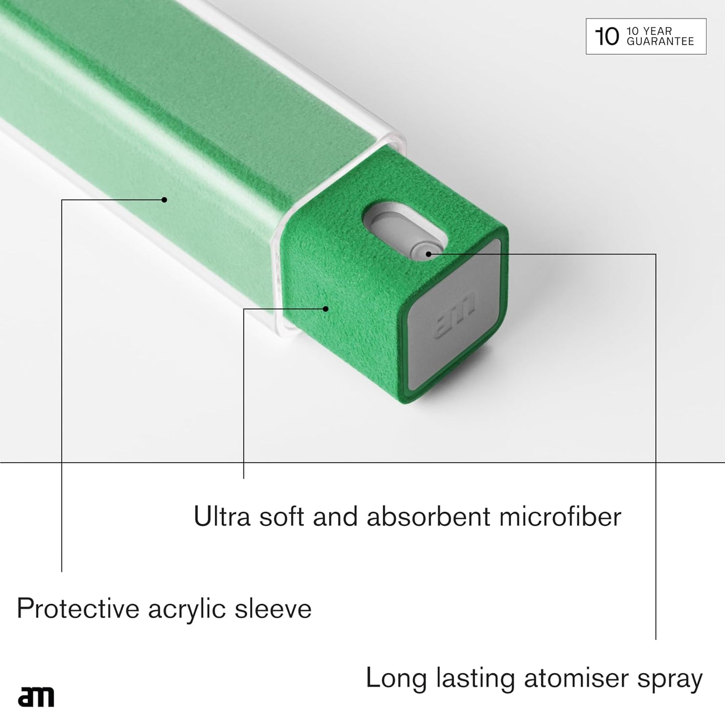 am Screen Cleaner Mist Spray with Microfiber Cloth Around – Alcohol-Free, Streak-Free Screen Cleaning Kit for Smartphones, Tablets, Laptops, Smart TVs & Car Screens, 1 Pack, Green