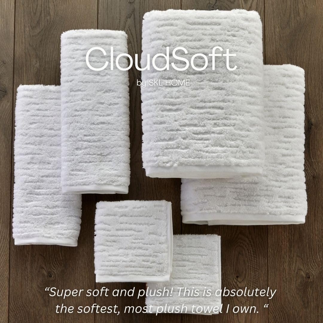 SKL Home CloudSoft Cotton Luxury 2-Piece Hand Towel Set, White