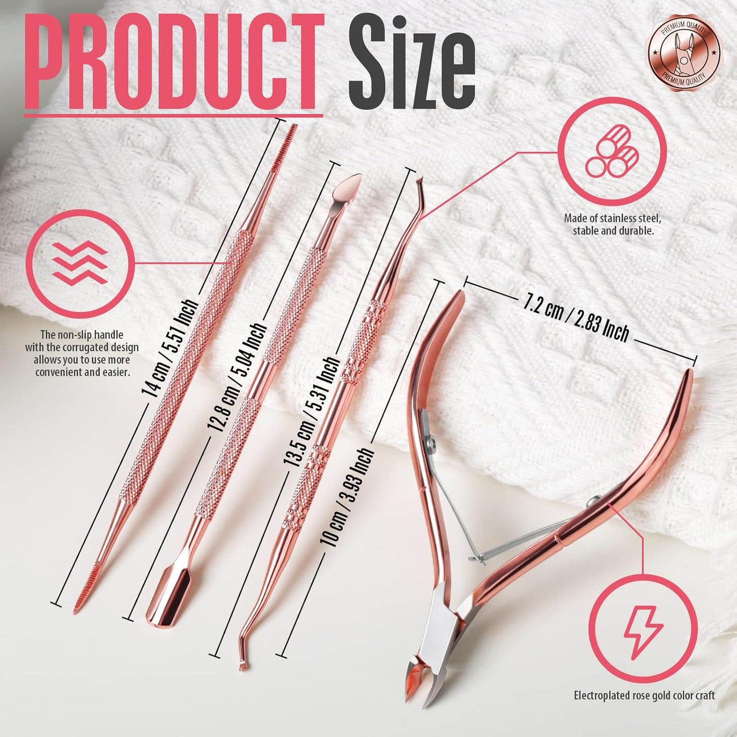 FANDAMEI Nail Care Kit, Nail Cuticle Nippers, Ingrown Toenail Tools Kit, Nail Lifter, Toenail File and Lifters Stainless Steel, Nail Cuticle Pushers, Professional Manicure and Pedicure Set, 4 PCS