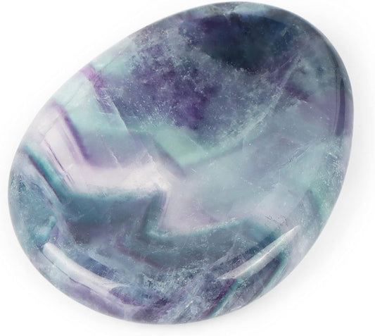 Artistone Rainbow Fluorite Crystal Chakra Thumb Worry Stone Teardrop Reiki Healing Stone Pocket Palm Stones for Anxiety Stress Relief Meditation Therapy Geometry Home Decorations
