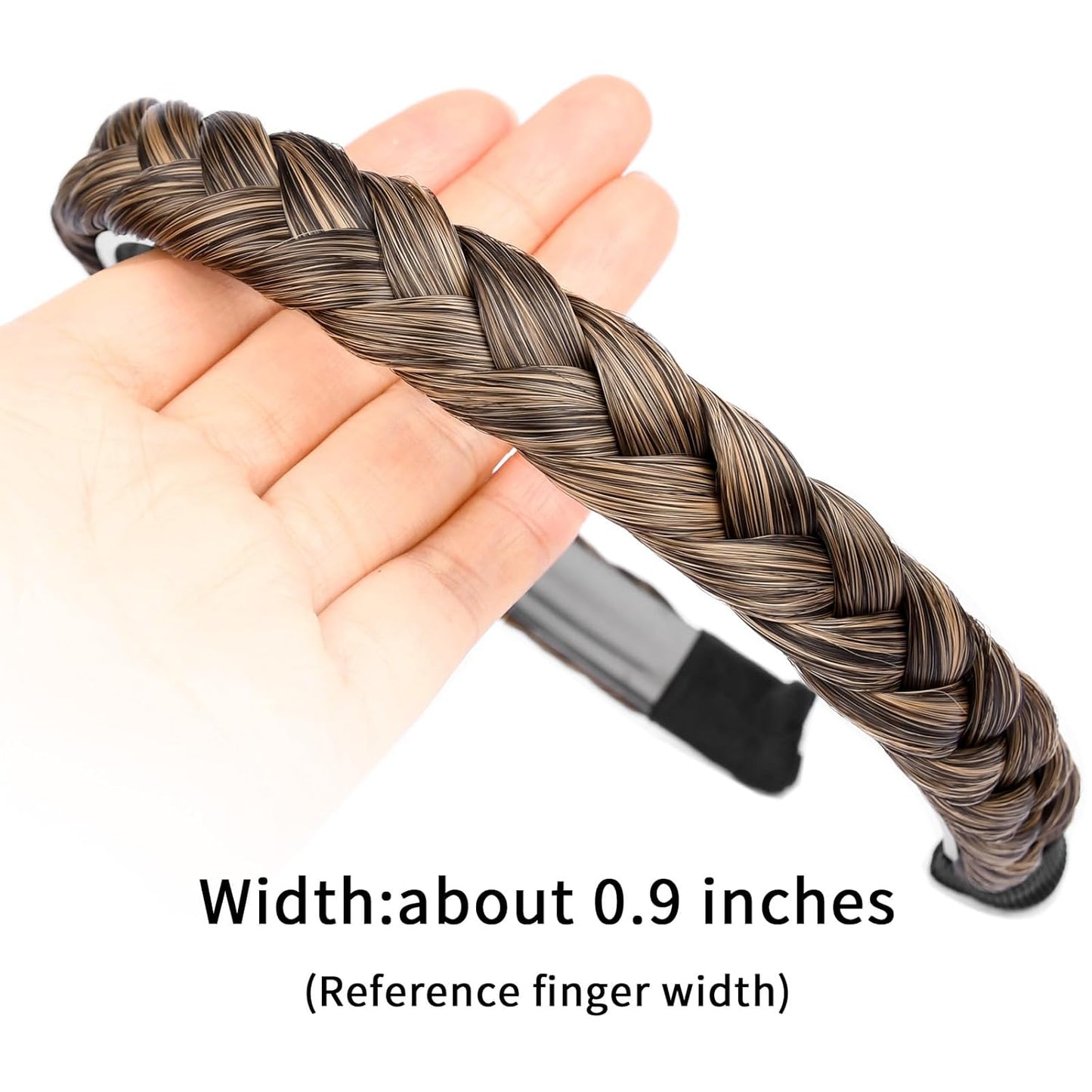 DIGUAN Width 0.9 inches Synthetic Hair Plaited Headband Braid With Teeth Hair Band Accessories for Women Girl (Dark Golden Brown)