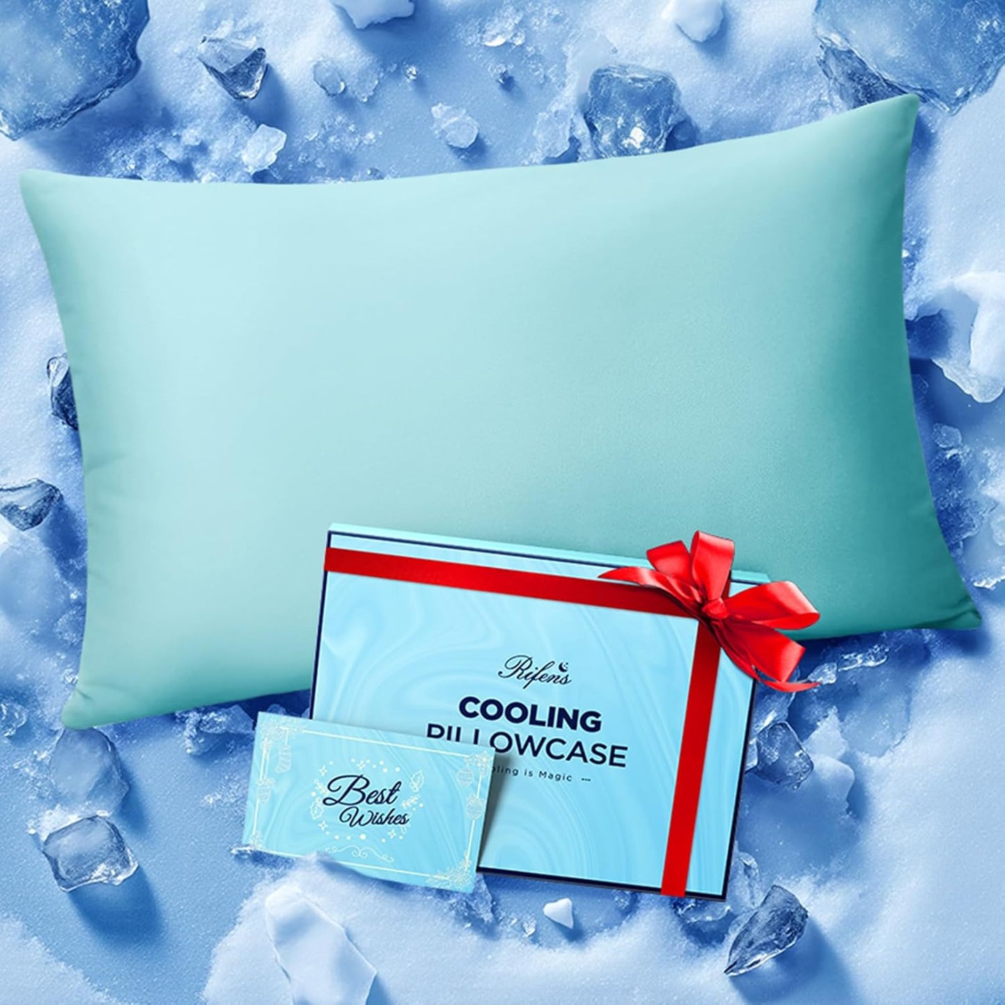 Ice Cooling Pillowcase for Hot Sleepers, Instantly Cool, Stays Cold All Night, Softer Than Silk Pillow Cases, Pillow Covers with Invisible Zipper, Gift for Men & Women - King Size, Mint Blue (1 Pack)