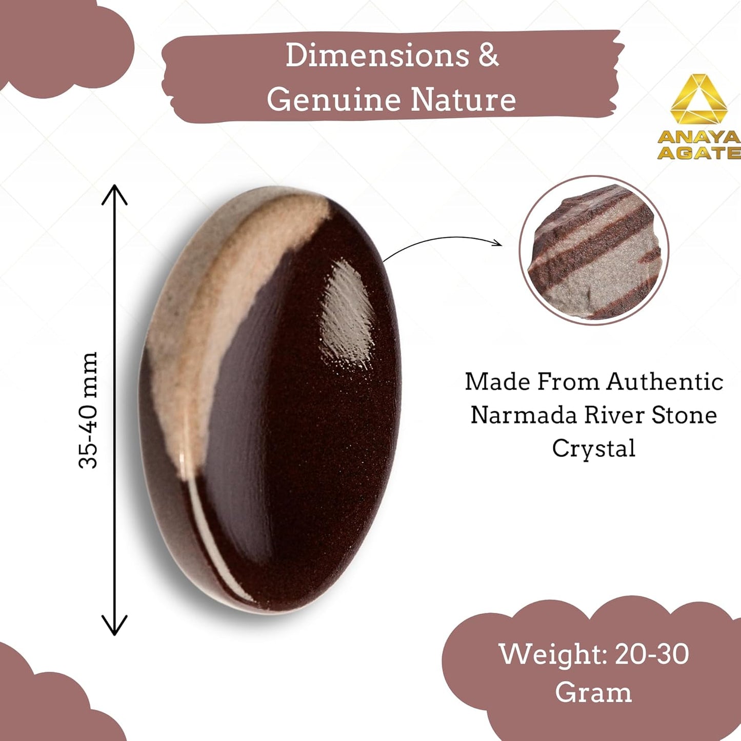 Narmada Shiva Lingam Worry Stones – Crystal Thumb Worry Stone for Anguish, Stress – Relaxing & Soothing Balance Stones for Meditation, Stress Relief – Healing Stones & Crystals for Men, Women