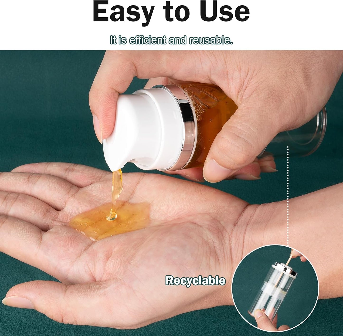 Airless Pump Jar 3.4oz/100ml 5 Pack Airless Pump Bottles Empty Moisturizer Pump Dispenser Travel Pump Bottles for Lotion Toiletries Shampoo Cream with Labels(Clear)