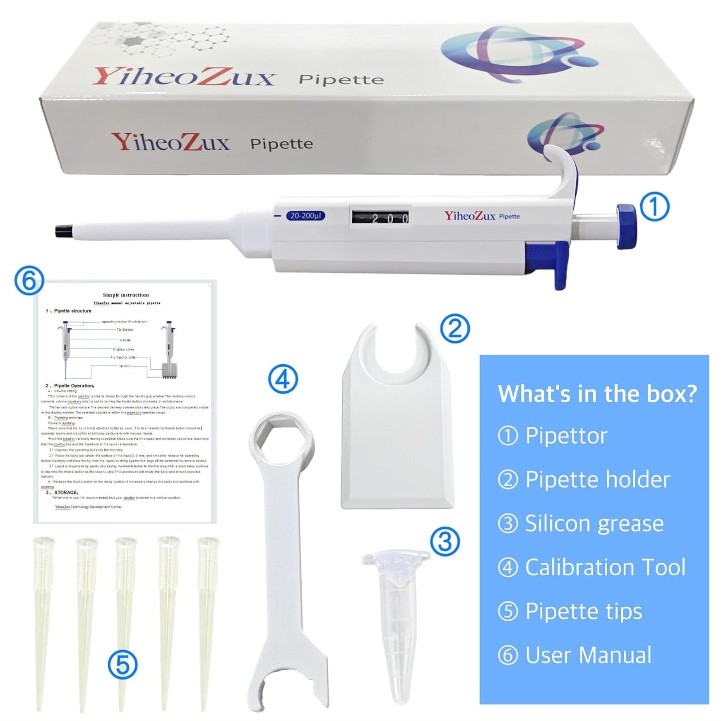 𝟐𝟎-𝟐𝟎𝟎 𝐮𝐥 𝐀𝐝𝐣𝐮𝐬𝐭𝐚𝐛𝐥𝐞 Volume Pipette Single Channel Manual Variable Laboratory High Accurate Lab Micro Pipette