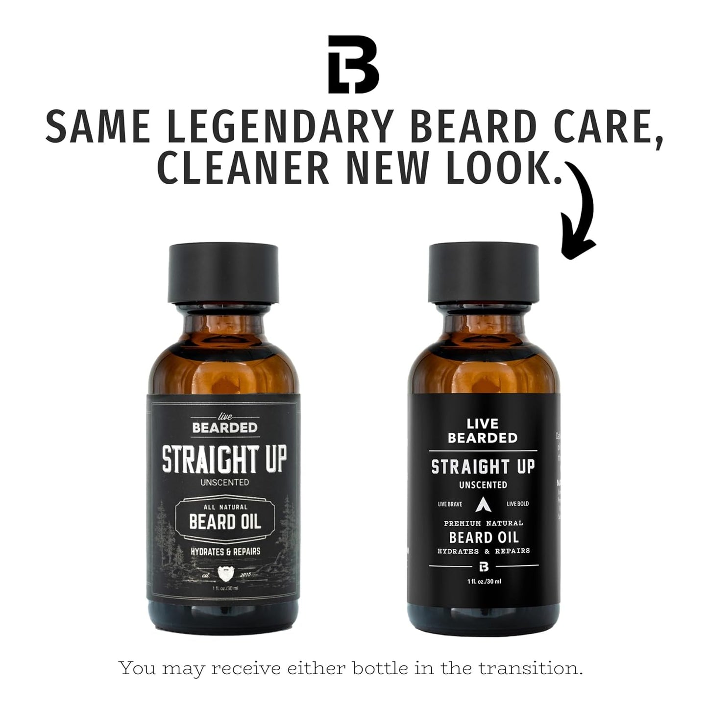 Live Bearded Beard Oil, 1 fl oz - Premium All-Natural Jojoba - Made in the USA - Hair and Skin Care for Men with Dry, Flaky Patches | Straight Up Unscented - Fragrance-Free