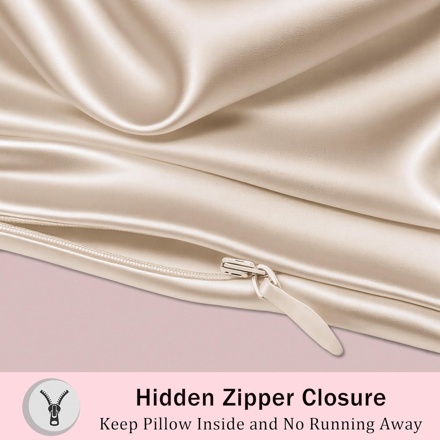 Mulberry Silk Pillow Cases Queen Size Set of 2, Ultra Smooth Soft Breathable Cooling Pillow Cases for Hot Sleepers, Silk Satin Pillowcases 2 Pack with Zipper for Hair and Skin, Gifts for Women