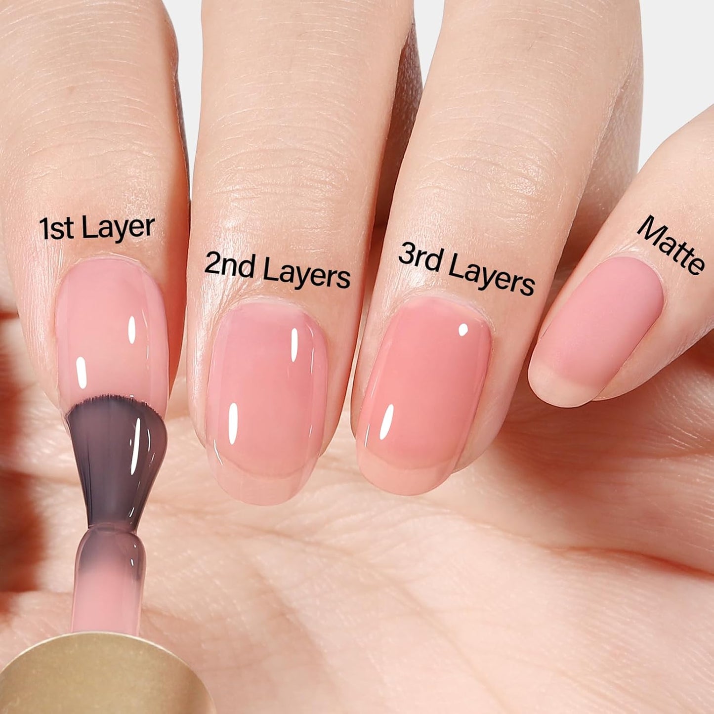 AILLSA Nude Gel Polish Natural Pink Jelly Gel Nail Polish Marshmallow Baby Pink Light Color Translucent Gel Polish Soak Off U V Gel Nail for French Manicure & Home Salon 0.51 Oz GB68