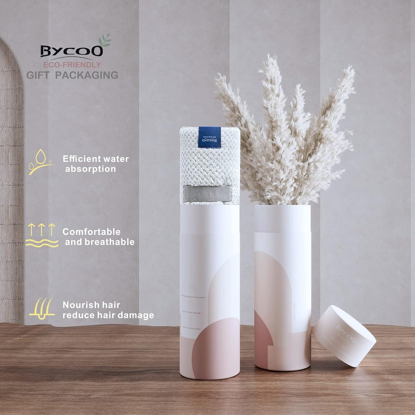 Large Microfiber Hair Towel Wrap for Women, Anti Frizz Drying Towel, Fast Dry Turban Wet Hair, Long, Thick, Curly Super Absorbent Soft Towels - White