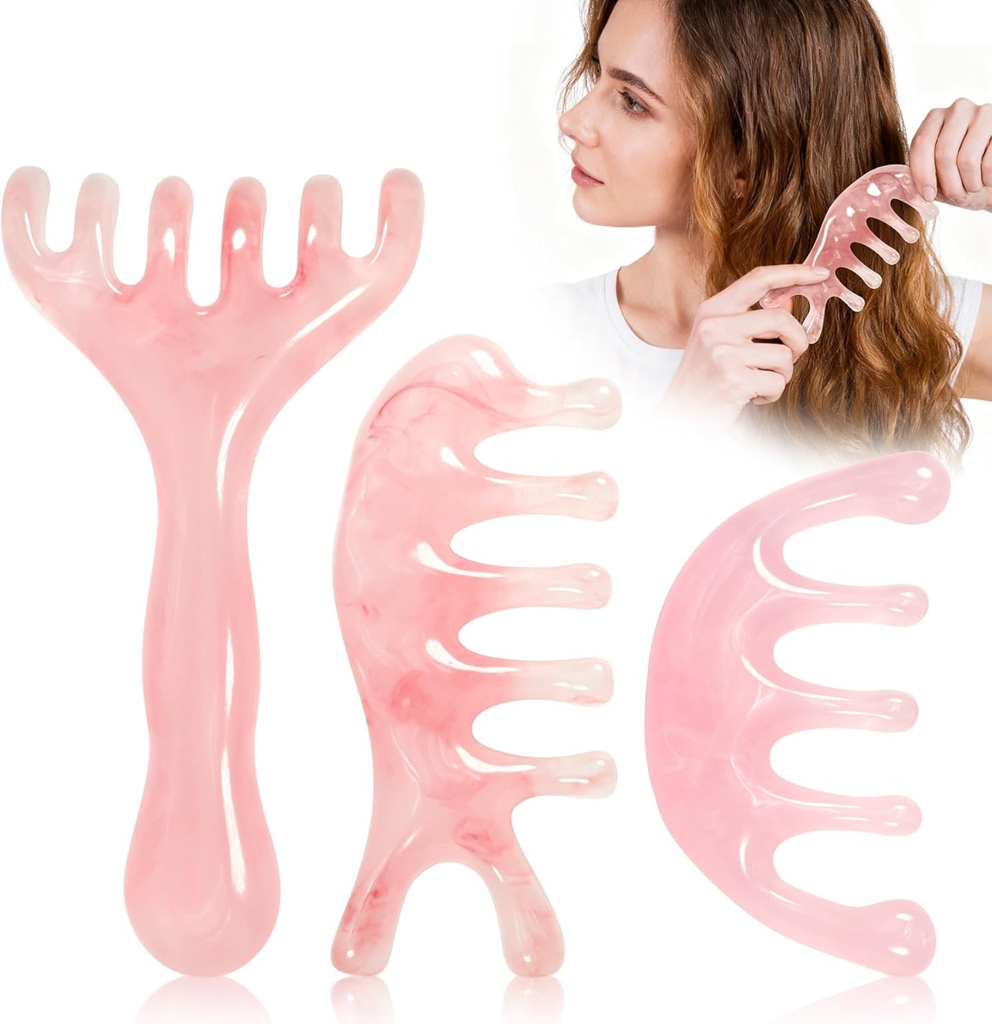 3 Pack Head Massager Tool Scalp Comb Resin Scalp Stress Relax Tool for Giving to Friends & Family as Wedding Gifts, Mother's Day Gifts