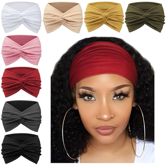 Extra Wide Headbands for Women Large Turban Headband Non Slip Boho Elastic Hairband Hair Twisted Knot Head Bands Accessories