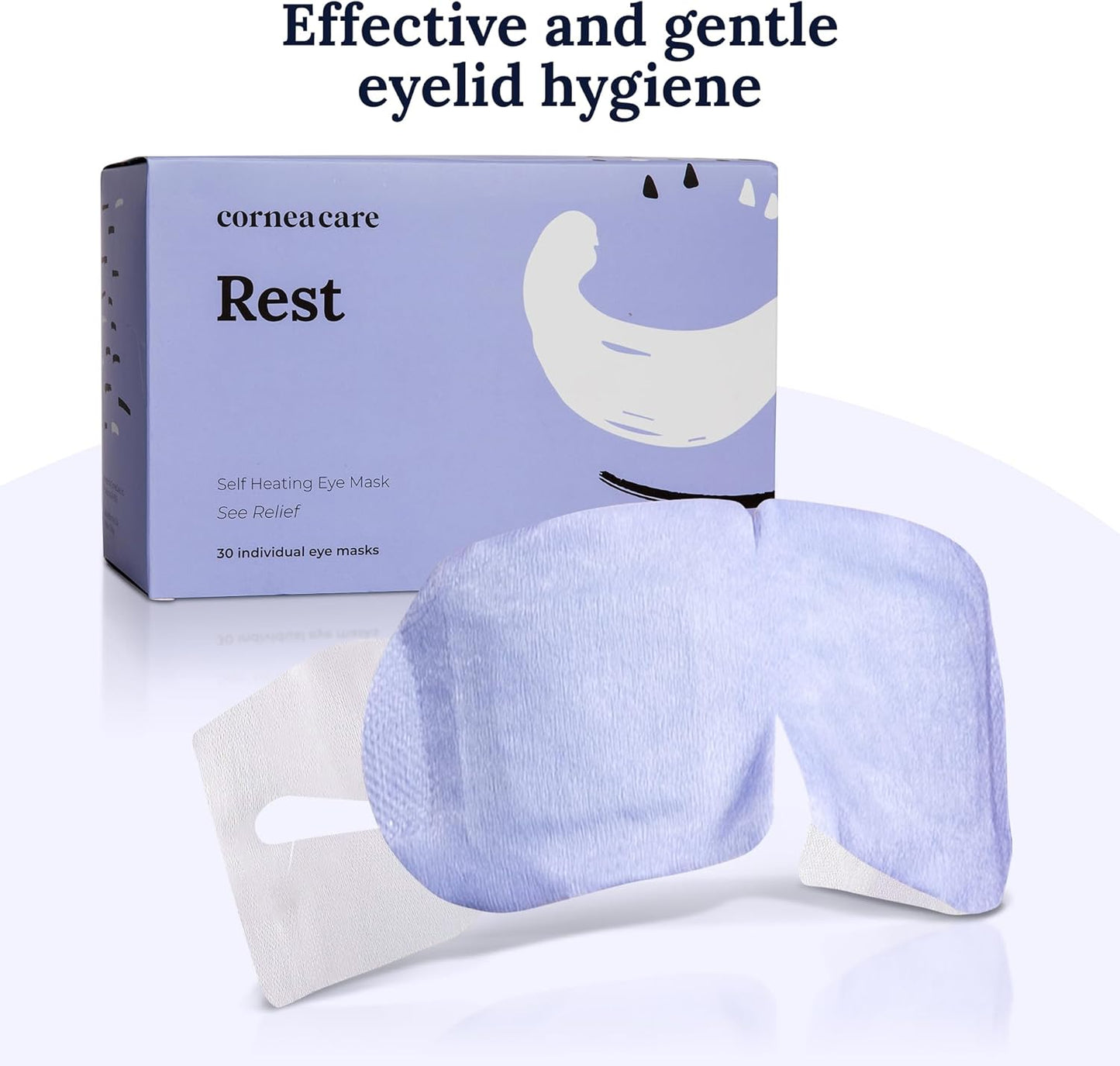 CorneaCare Rest: Self heating warm compress for dry eye | Heated eye Mask for fast relief | No microwave or washcloths needed | Travel ready | 90 counts