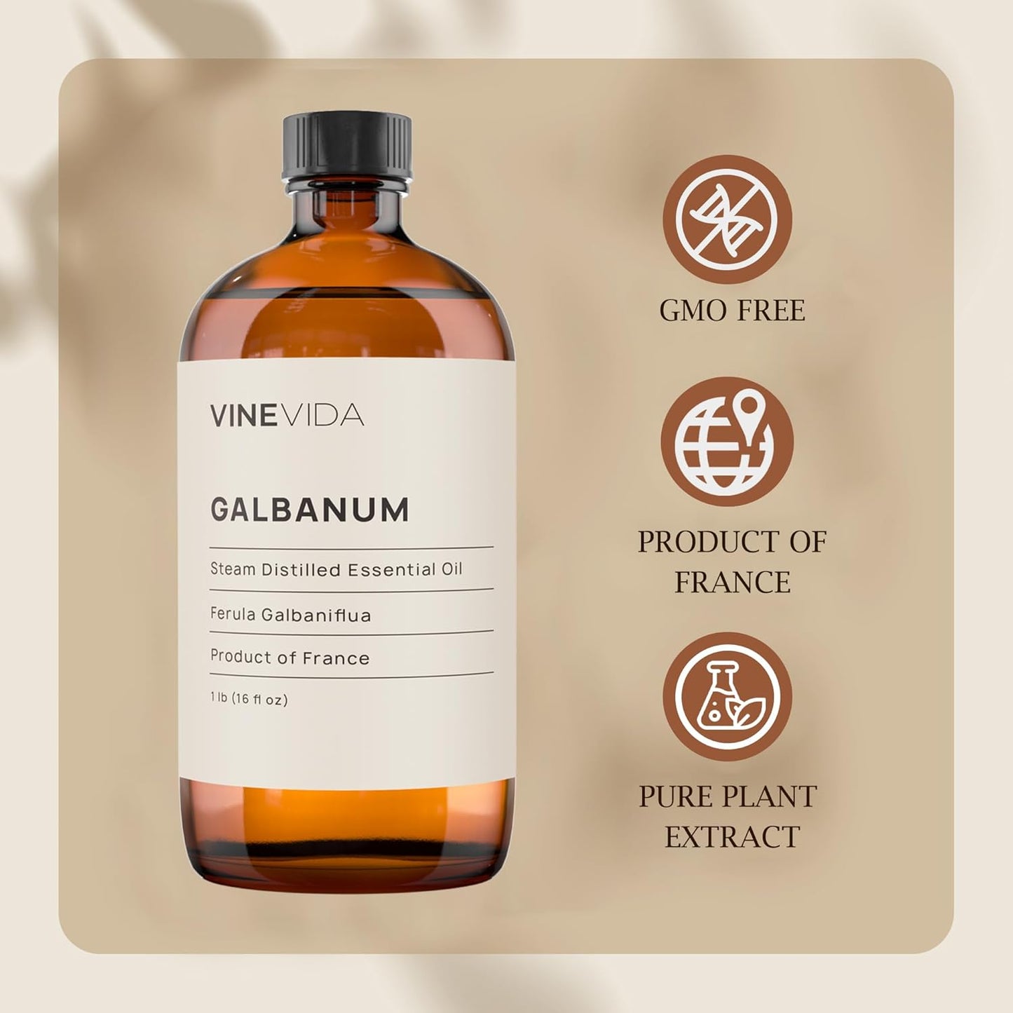 VINEVIDA Galbanum Essential Oil 16 oz - Undiluted, DIY Candle Scents, Bulk for Soap Making & Skin Safe