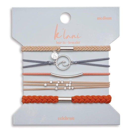 K'lani Hair Tie Bracelets for Women - Elastic Hair Bands That Double as Stylish Jewelry - Celebrate - Small