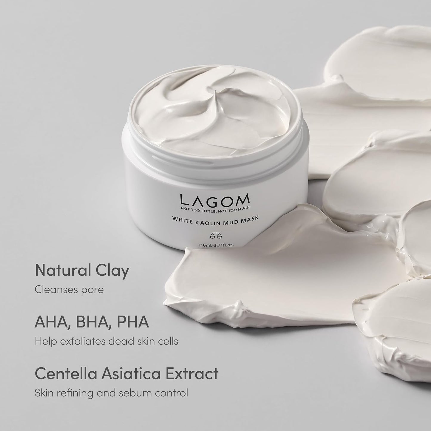 LAGOM White Kaolin Mud Mask for Blackhead Care, Purifying Pore, Dermatologically Tested, for Makeup Boosting 3.3 Fl Oz