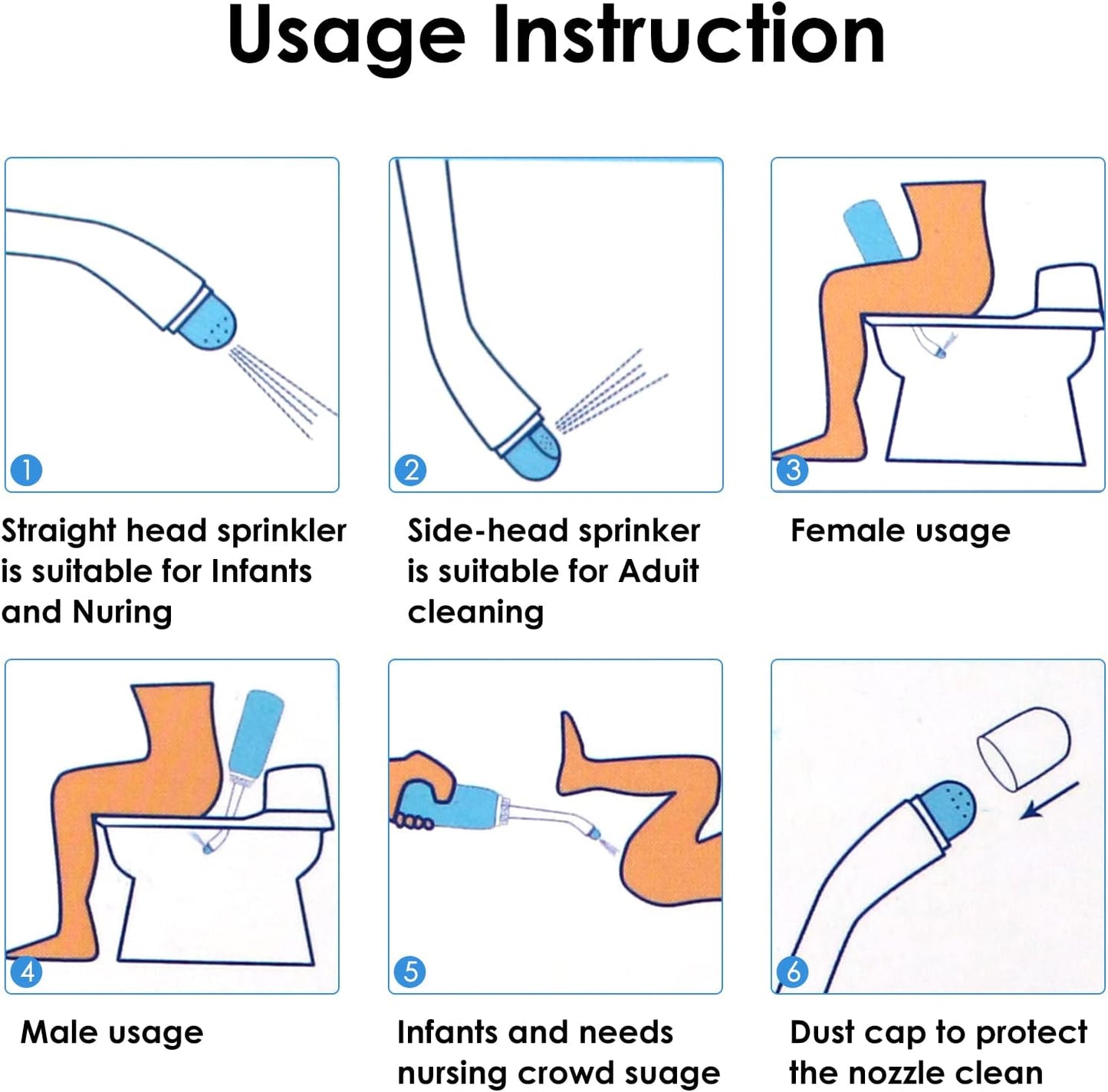 RUFCRIL Peri Bottle, Portable Travel Bidet with Bag, TPE Material Can Be Boiled, 17oz/500ml with 2 Sealing Rings,Essentials for Postpartum Perineal Care,Hemorrhoid Treatment,and Baby(Blue)