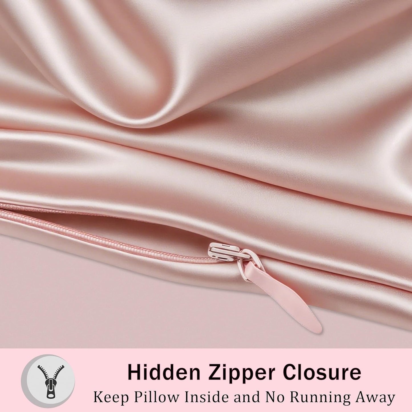 Mulberry Silk Pillow Cases with Zipper, Ultra Smooth Soft Breathable Cooling Pillow Cases for Hot Sleepers, Silk Satin Pillowcase for Hair and Skin, Gifts for Women (Pink, Standard Size, 1 Pack)