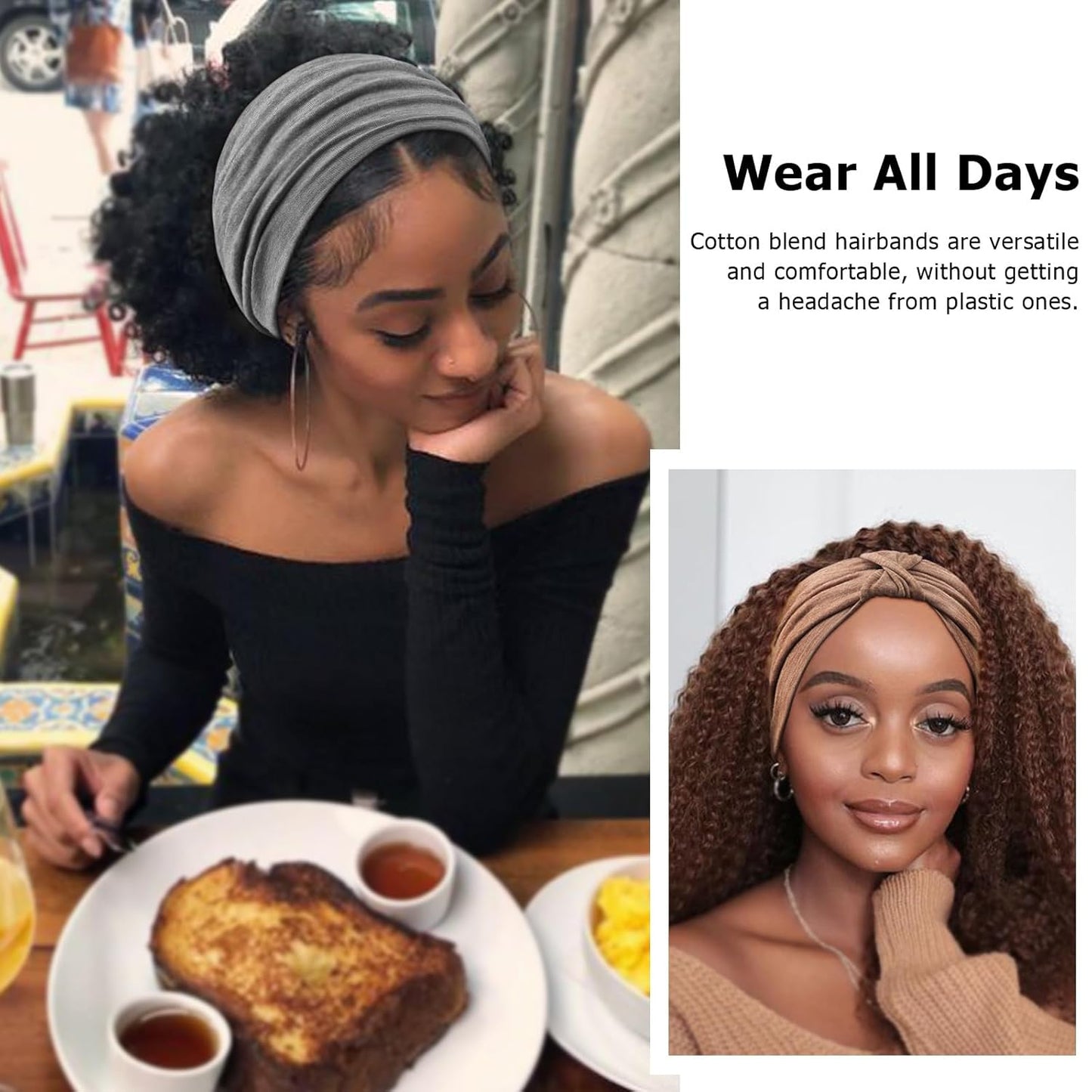 DRESHOW 4 Pack Turban Headbands for Women Wide Vintage Head Wraps Knotted Cute Hair Band Accessories