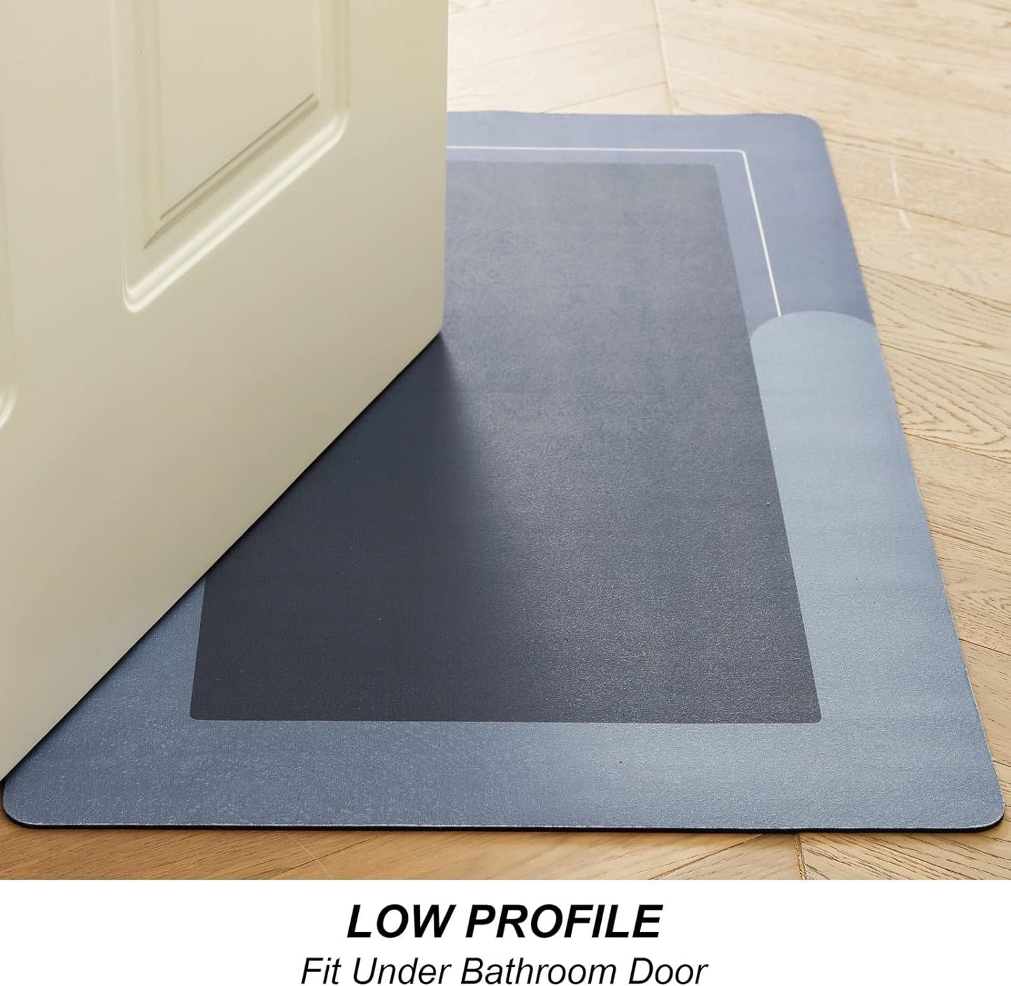 HelloTree 3PCS Bath Mat Rug Rubber Non Slip Quick Dry Rug Sets Super Absorbent Thin Bathroom Rugs Fit Under Door Blue Washable Bathroom Floor Mats for in Front of Bathtub, Shower Room, Sink