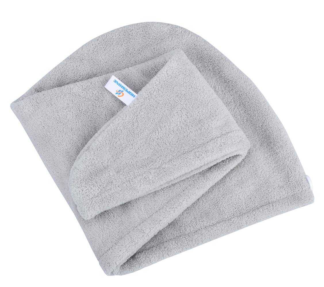 HOPESHINE Hair Drying Towel Twist Women's Soft Shower Microfiber Towels for Hair Turban Wrap Fast Drying Ultra Absorbent Cap Great Gift for Women (3-Pack Dark Grey+Grey+ Sky Blue)