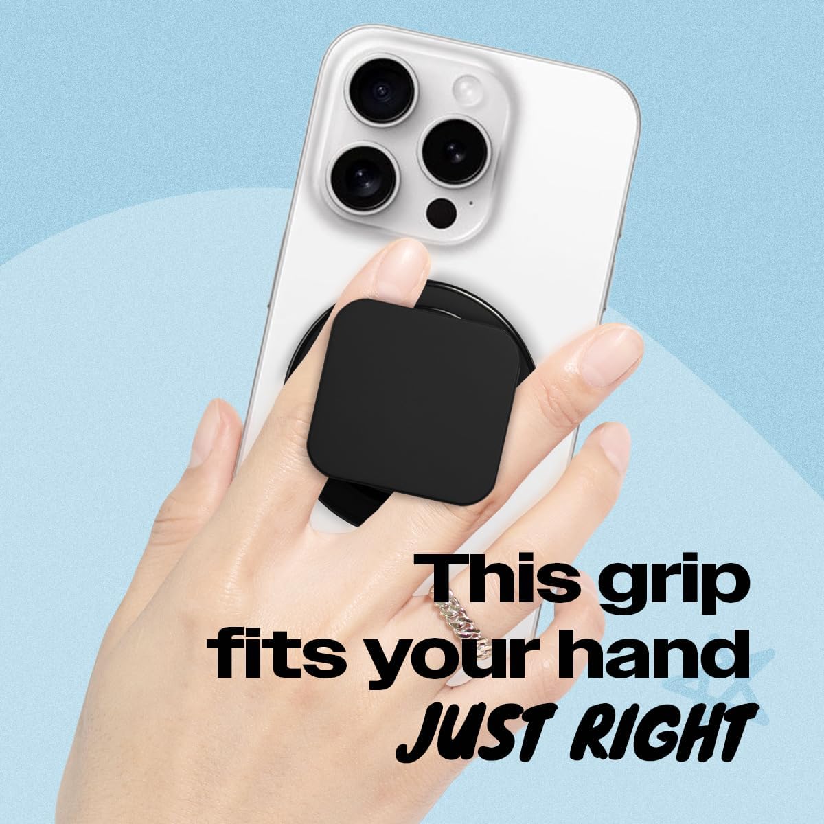 Matt Black Collapsible Phone Grip & Stand Sleek All-Black Design for Secure Hold & Stylish Look (Square Magnetic)
