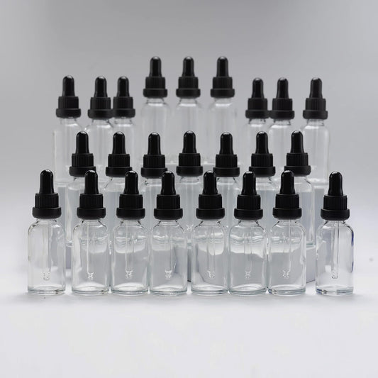 YIZHAO Clear Glass Dropper Bottle 1oz, Tincture Bottles with Glass Dropper, for Essential Oils, Aromatherapy, Cosmetic, Laboratory, Pharmacy, Liquids, Travel –24 Pcs