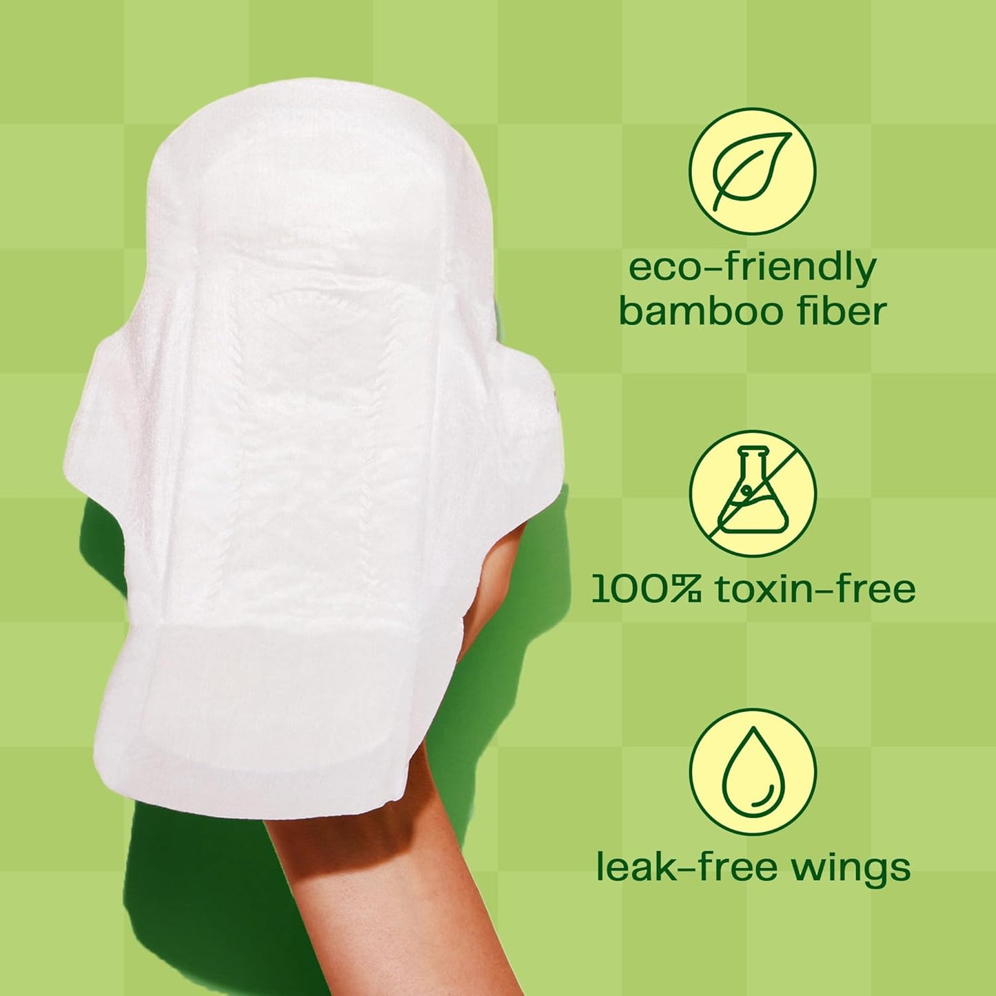 Viv for Your V Bamboo Organic Pads for Women | Soft, Thin, Absorbent Sanitary Pads with Wings | Unscented, Earth-Friendly | Postpartum Gift for Mom | Regular Absorbency (12 Pack)