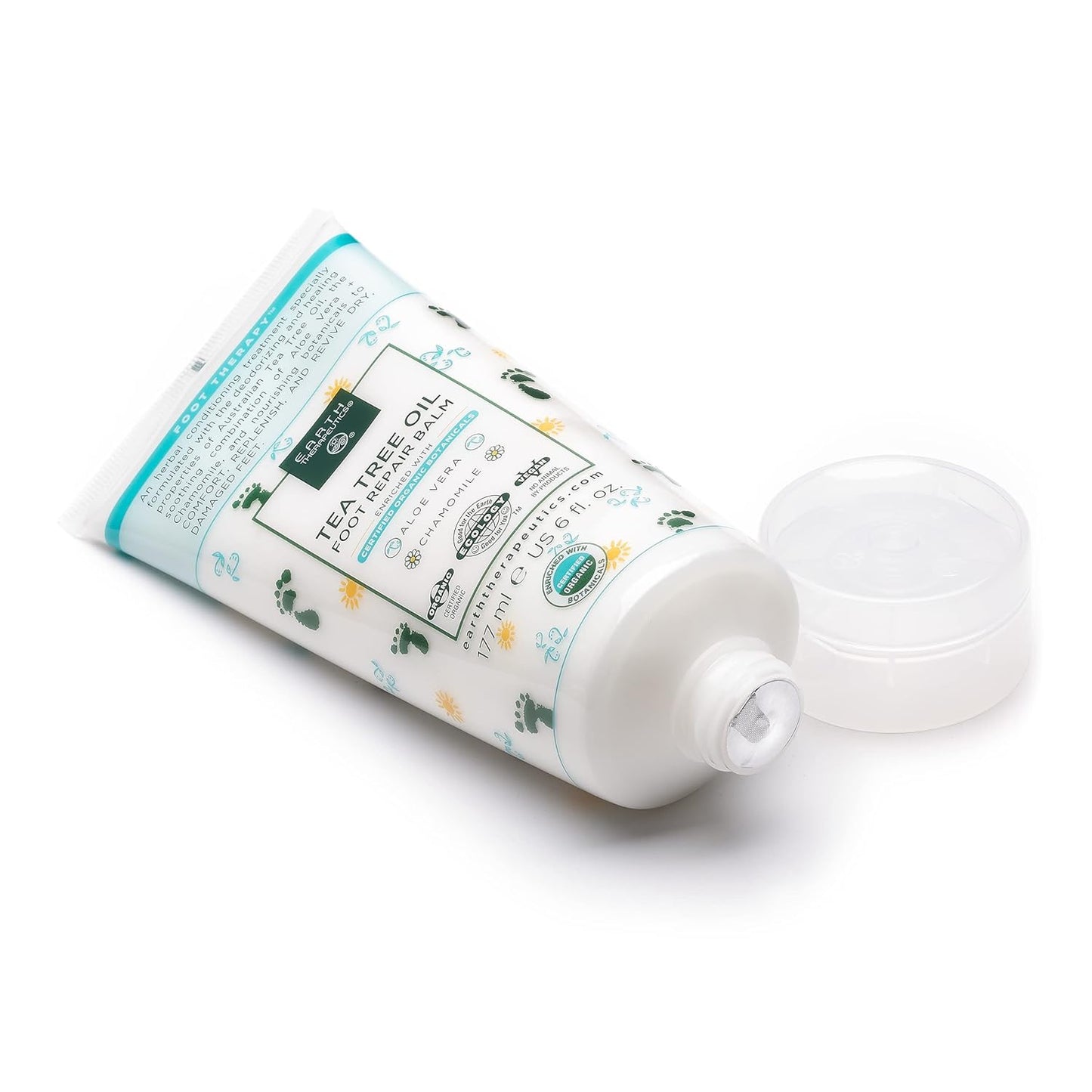 Earth Therapeutics Tea Tree Oil Foot Balm – Australian Tea Tree Oil w/Aloe Vera & Chamomile – Hydrates, Softens & Conditions Dry Cracked Feet, Heel and Calluses – Soothe Irritated Skin – 6 Oz