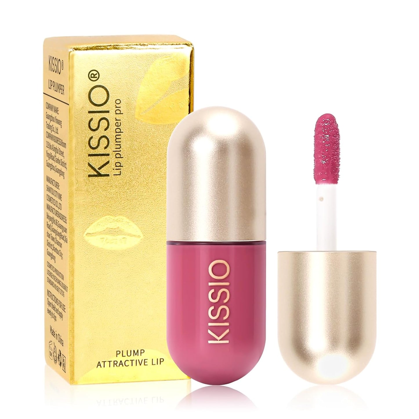 KISSIO Lip Plumper,Color Lip Plumper Gloss,Lip Enhancer,Plant Extracts Plumping Lip Serum,Moisturizing Lip Gloss for Fuller Lips and Hydrated Beauty Lips 5.5ml,04 Liqueur