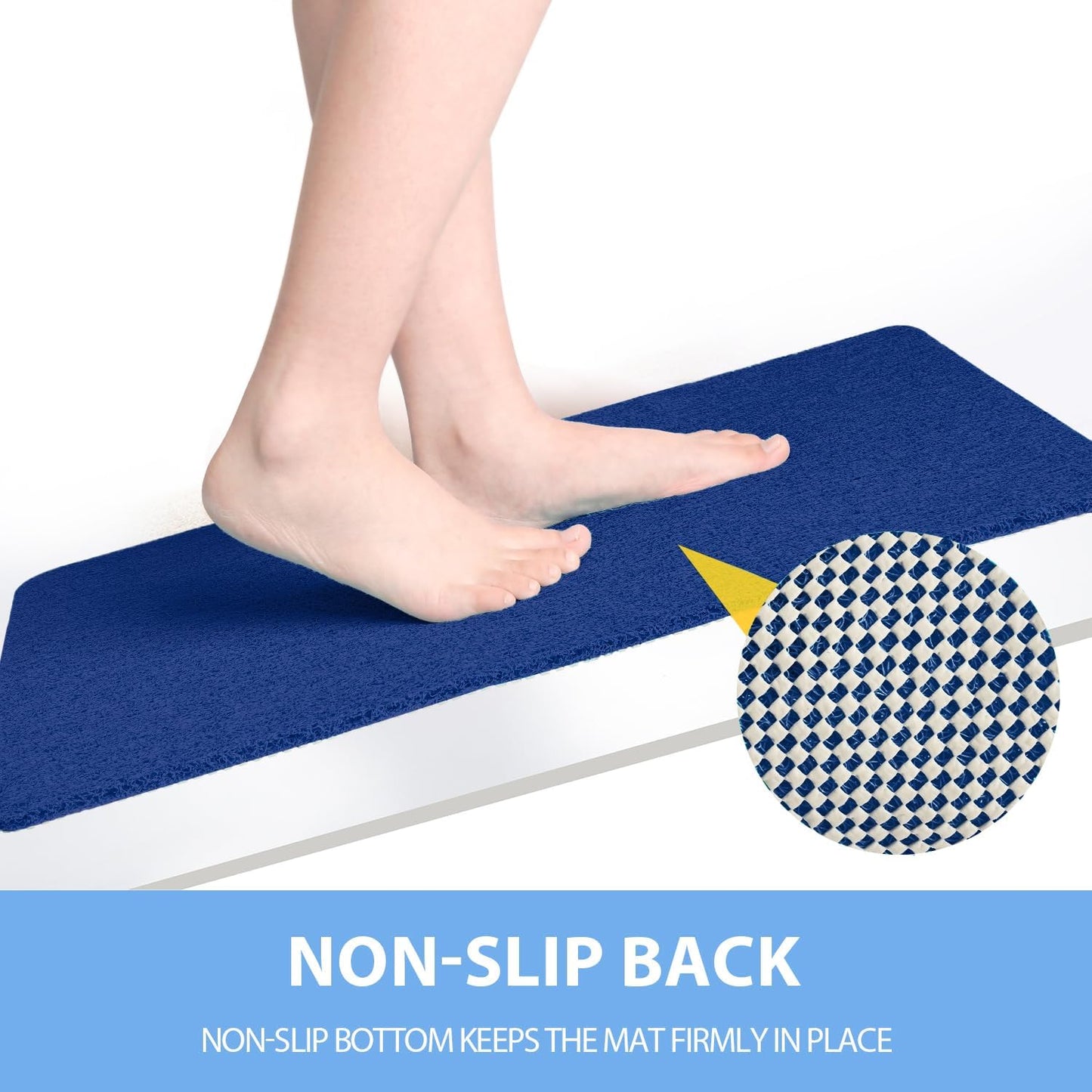 Non-Slip Bathtub Mat, Anti Slip Shower Mat, Fast Drying Bathtub Mats, Foot Scrubber Mat, Anti Slip Mat for Tub, Floor, Bathroom, Kitchen, Home, Hotel (Navy Blue 32"×17")