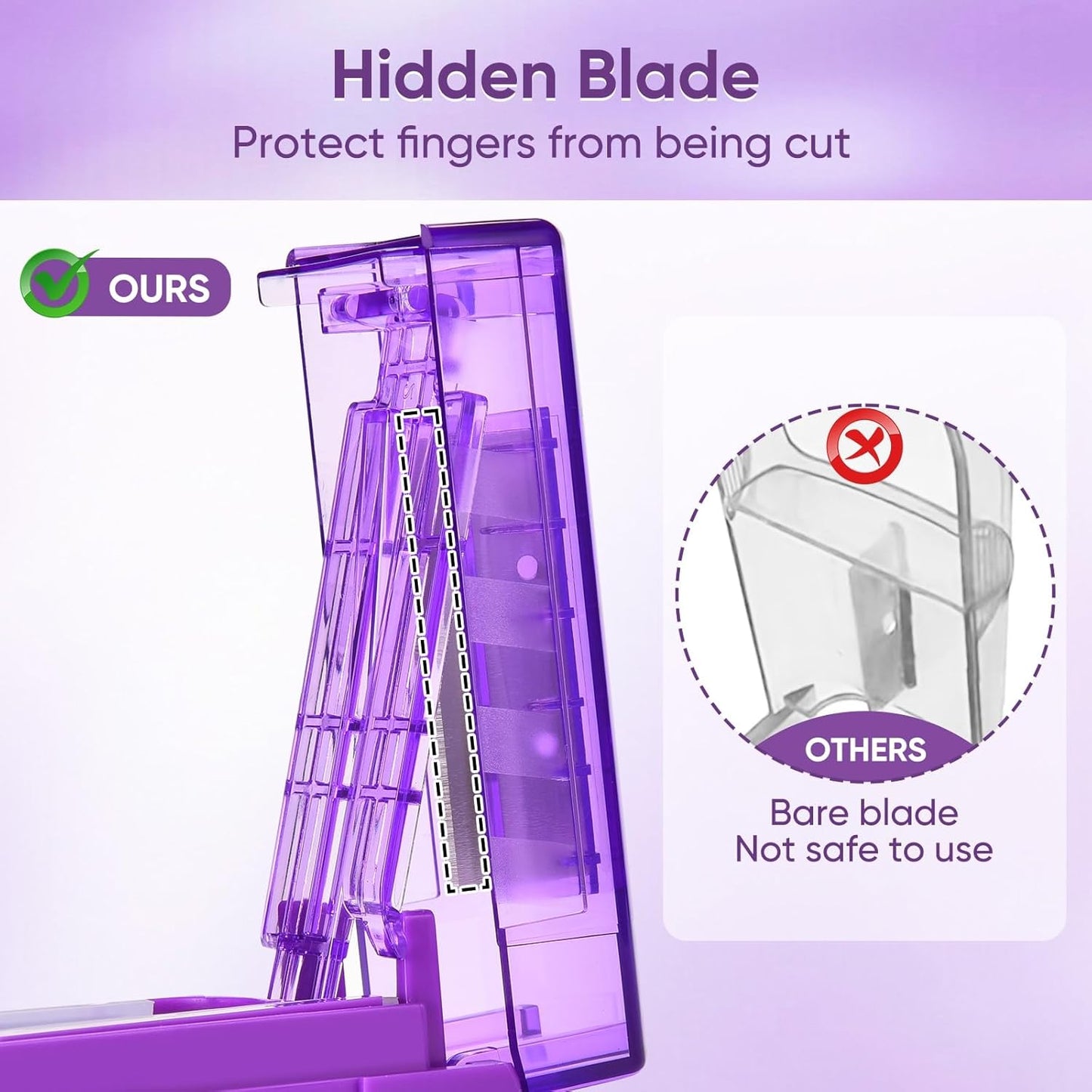 Multiple Pill Cutter for Small or Large Pills, Adjustable Pill Splitter for Multi Tablets, Stainless Steel Cutting Blade and Blade Guard (Purple)