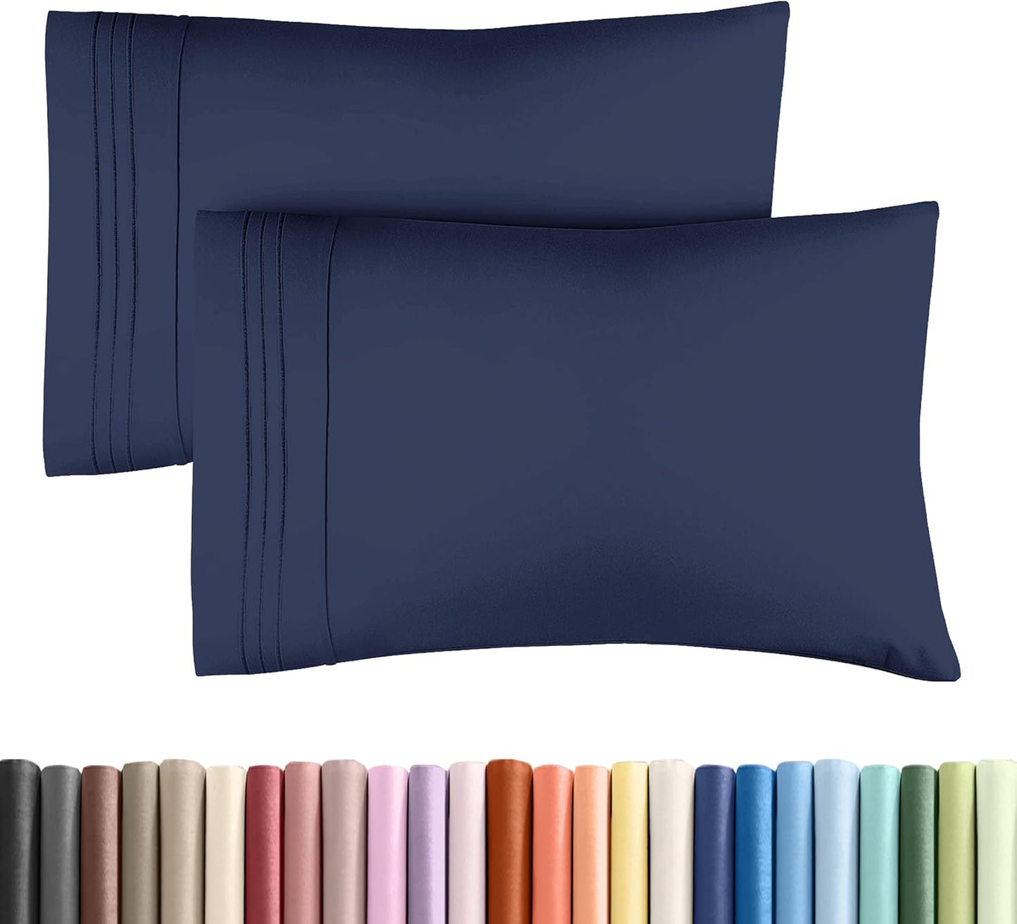 Queen Pillow Cases Set of 2 - Ultra Soft Hotel Quality Pillowcase Covers - Comfy, Cozy & Wrinkle Free - Shrinkage, Stain & Fade Resistant - Machine Washable Pillow Protectors - 2 Piece Set - Navy Blue