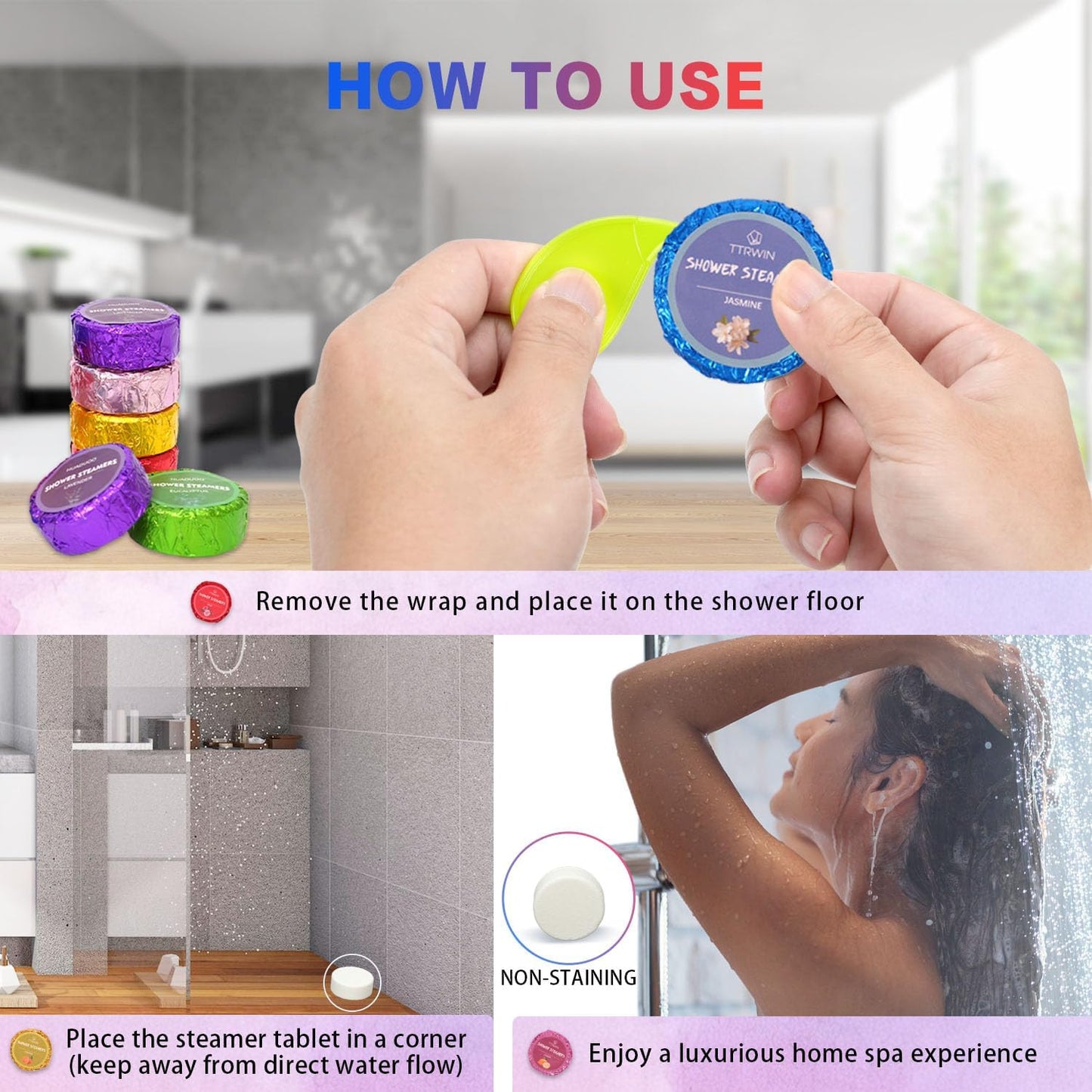 Shower Steamers Aromatherapy 12 Pack Shower Bombs with Natural Essential Oils, Home SPA Stress Relief Christmas Stocking Stuffers Birthday Gifts for Women Mom Men Self Care Relaxation