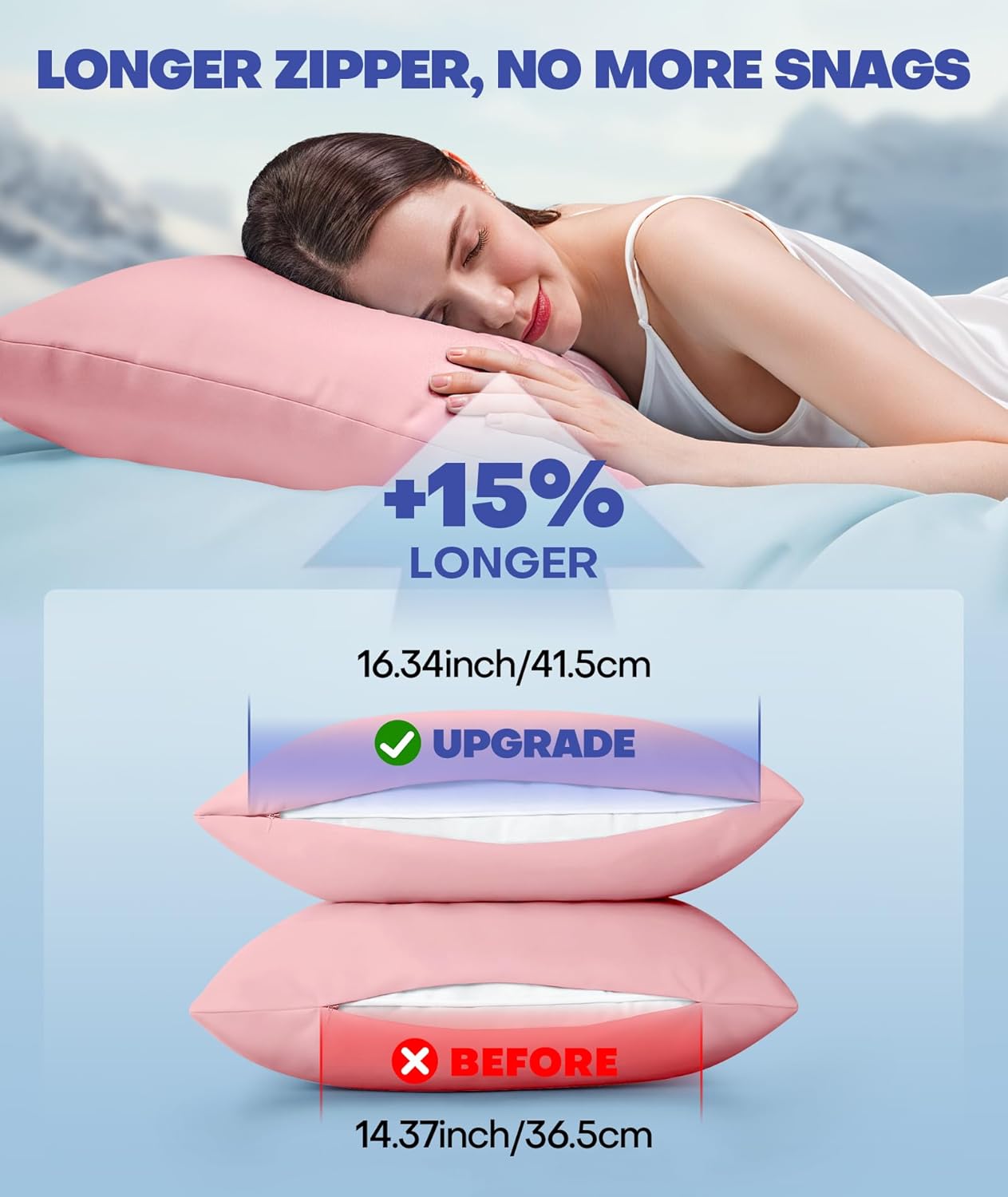 Ice Cooling Pillowcase for Hot Sleepers, Instantly Cool, Stay Cold All Night, Softer Than Silk Pillow Cases, Pillow Covers with Invisible Zipper, Gift for Men & Women - Queen Size, Coral Pink (1 Pack)